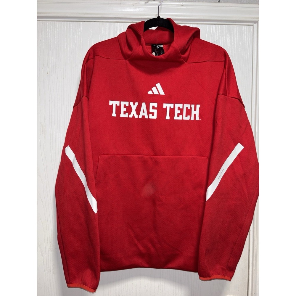 Texas Tech Adidas Hoodie Player Issue Mens Large Red Polyester Stretch